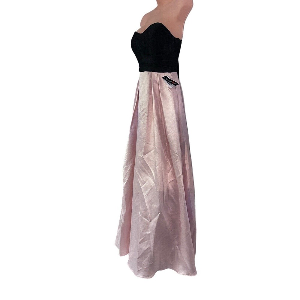 Teeze Me Corset Back Ball Gown Strapless Formal Maxi Peach Black Tie Prom Dress - Picture 8 of 16